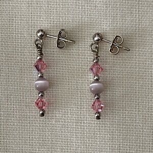 Elegant Pink and Silver Dangle Earrings